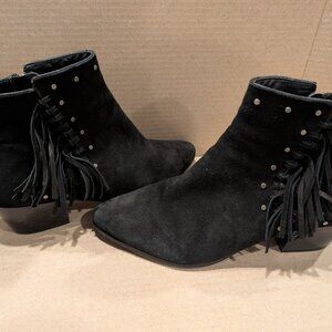 Sam Edelman Rudie Studded Fringe Tassel Suede Heeled Booties Womens Size 8.5W